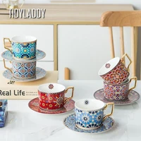moroccan light luxury ceramic coffee cup set european style luxury coffee mug and saucer set home afternoon tea exquisite cup