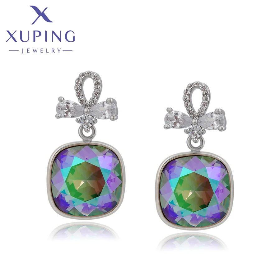 

Xuping Jewelry Elegant New Arrival Luxury Colorful Crystals Drop Earrings for Women Girl Party Gift