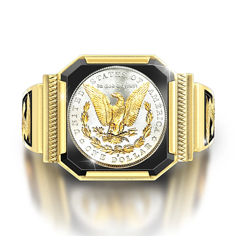 Мужское кольцо в стиле панк модное двухцветное обручальное с геометрическим