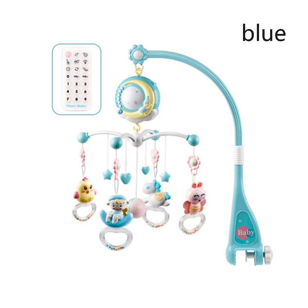 blue Милые детские погремушки на кроватку, игрушечный держатель, вращающаяся Мобильная кровать, колокольчик, музыкальная шкатулка, проекция для 0-12 месяцев, игрушки для новорожденных мальчиков и девочек - Цвет: blue