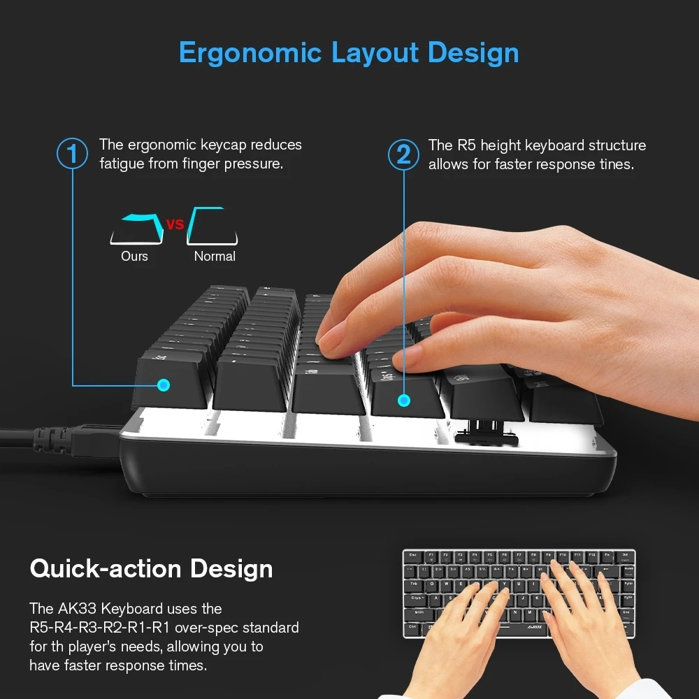 Mechanical Gaming Keyboard 18 Mode RGB Backlit USB Wired 82 Keys Blue/Black Axis for Professional Gamer Notebook PC | Компьютеры и