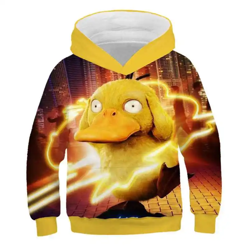 Детская куртка с капюшоном изображением покемонов толстовки Пикачу Детский