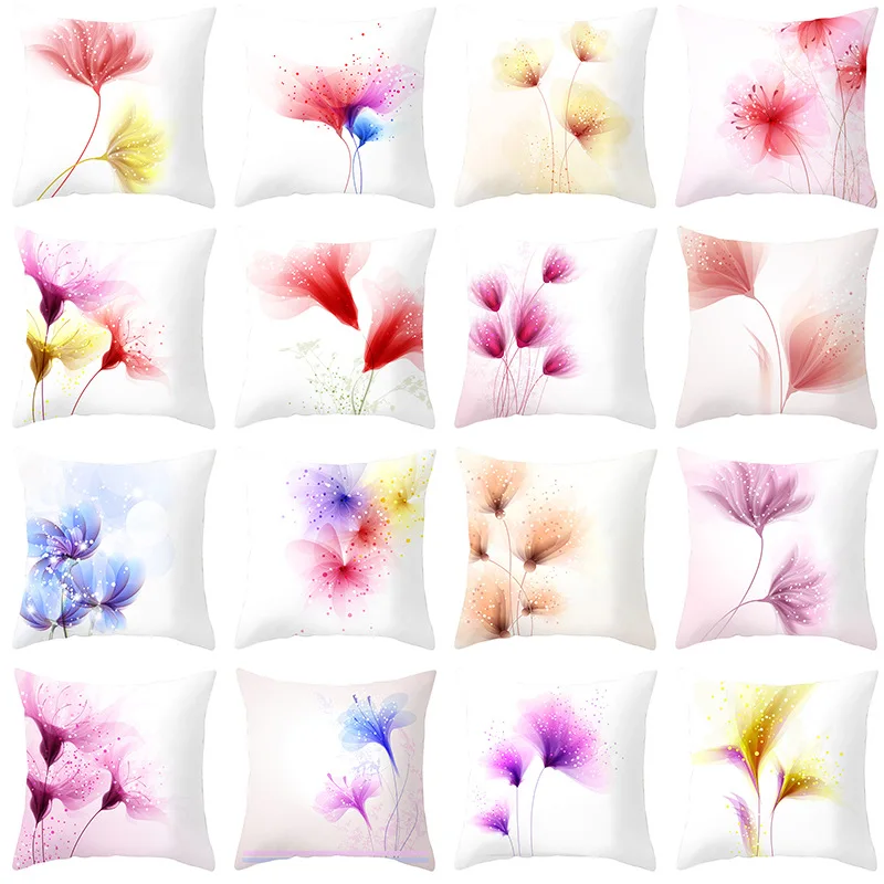 

Geometric Printing Bloom Flower Pattern Pillow Covers Colorful Floral Cushion Cover for Home Sofa Decoration Throw Pillowcases