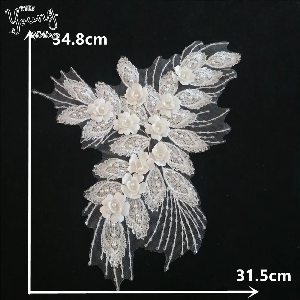 Новое поступление вышитая аппликация из АБС-пластика жемчужный кружевной