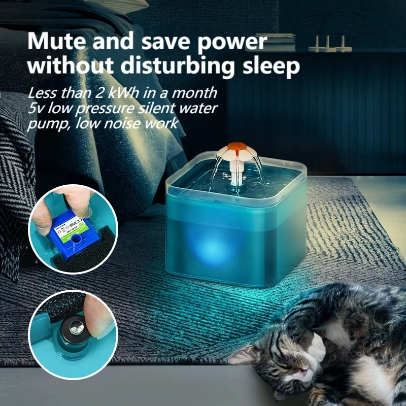 Automatic Cat Waterer Usb Filter Pet Led Light Smart Water Dispenser 2l Feeder 2021 Latest Style | Дом и сад
