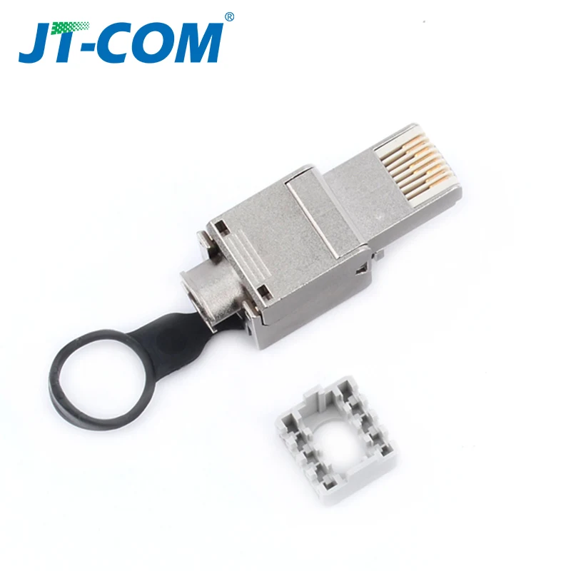 

Tool-Free Zinc Alloy Shielded 8P8C RJ45 Connector Compatible with Cat6/Cat6A/Cat7/Cat8 Termination Plug for Ethernet Cable