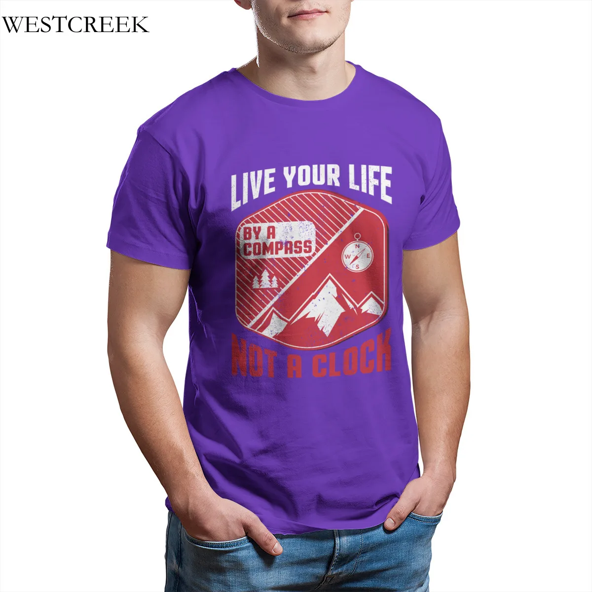 

Wholesale Men's T-Shirt Live your life by a compass not a clock T-Shirt Essentials Print Short Tshirts 35478