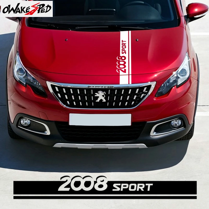

Наклейка на капот автомобиля, гоночные полосы, спортивный Стайлинг для Peugeot 2008, ограниченная серия, декоративные виниловые наклейки на крыш...