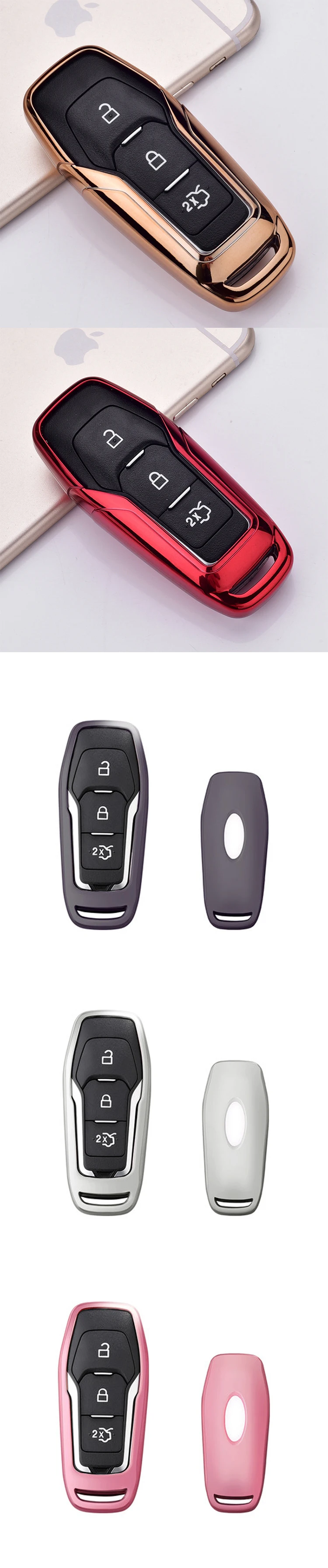 Цветной чехол для ключей из ТПУ для FORD FUSION MONDEO MUSTANG F-150 LINCOLN EDGE EXPLORER MK 4 кнопки 5 кнопок