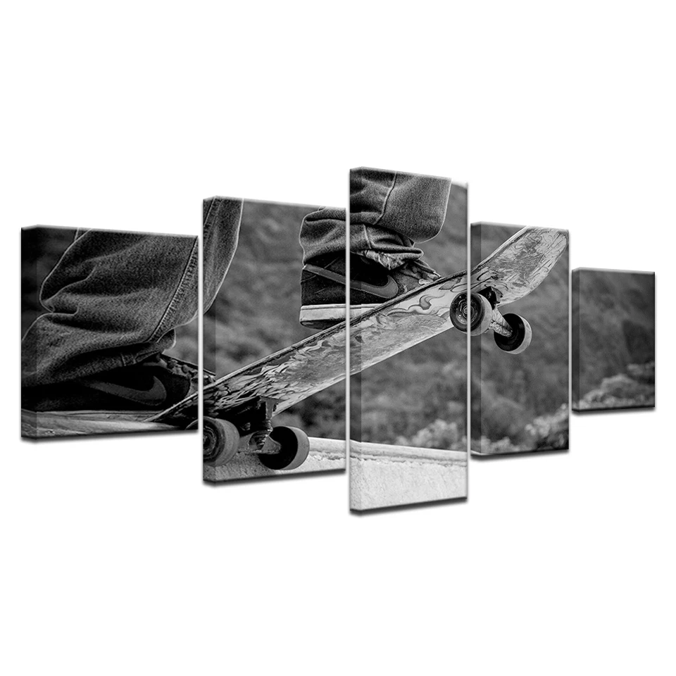

Modular HD Printed Poster Modern Home Decor Living Room Wall Art 5 Pieces Pictures Cool Skateboarding Boy Sport Canvas Painting