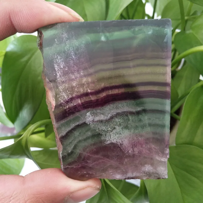 

Natural Rainbow Fluorite Healing Crystal Color Striped Fluorite Raw Material Sheet Mineral Collection Room Decoration Gemstone