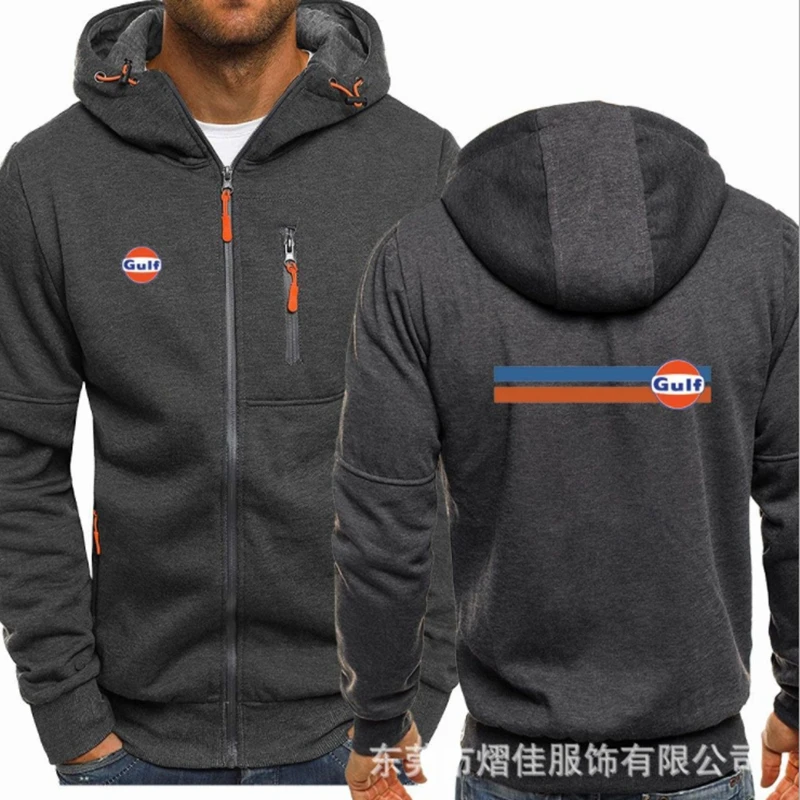 

2021 fashion men's Spring New motorcycle GULF Hoodie cotton casual zipper men's Hoodie