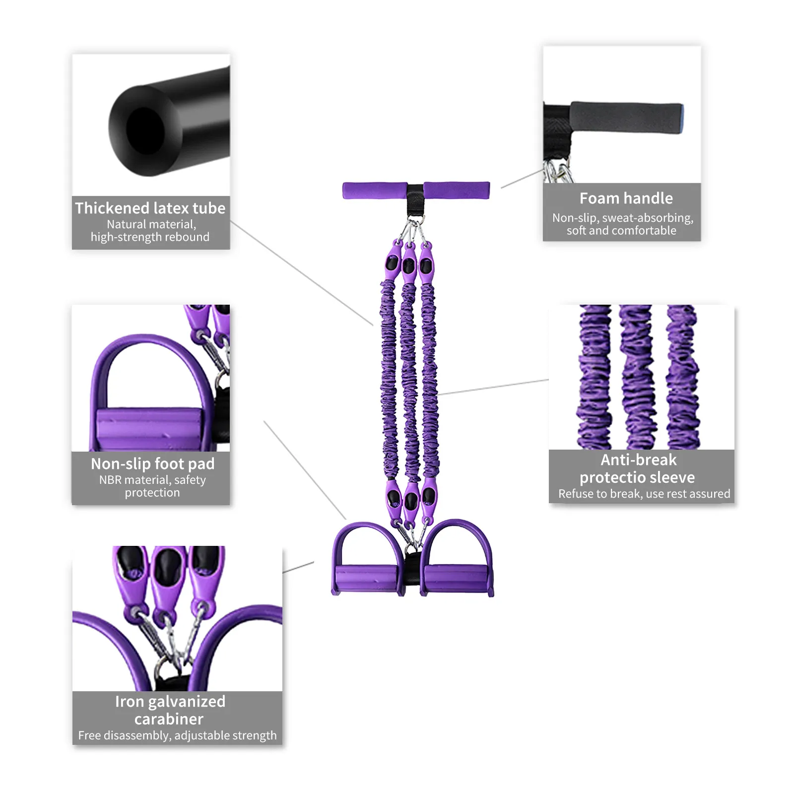 

Fitness Gum 3 Tube Resistance Bands Latex Pedal Exerciser Sit-up Pull Rope Expander Elastic Bands Yoga equipment Pilates Workout