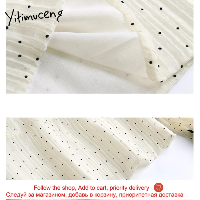 

Yitimuceng Vintage Polka Dot Blouse Women Zipper Shirts Loose Spring 2021 Fashion Clothes O-Neck Long Sleeve Office Lady Tops
