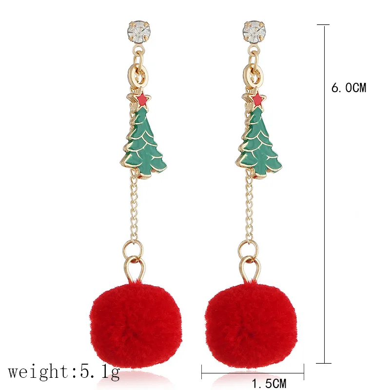 8 сезонов серьги золотой красный помпон шар Рождество Санта Клаус дерево конфеты