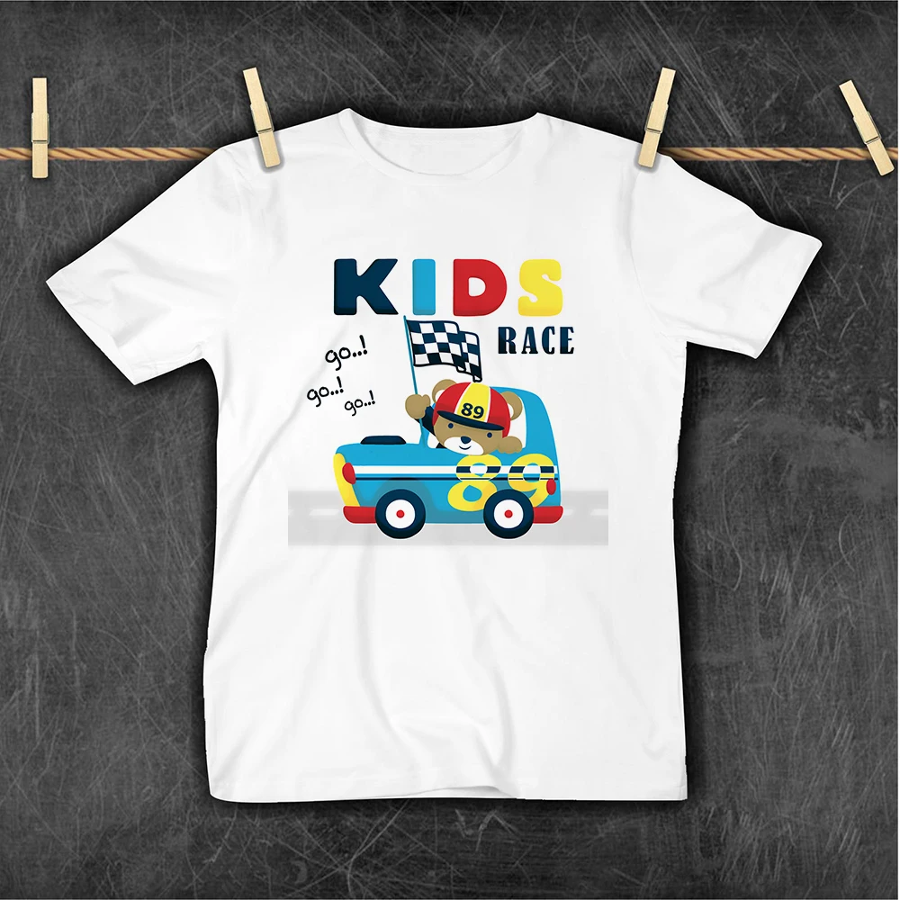 

Cartoon Racing Car Print Kids T-shirt High Quality Child Shirt Baby Girls Summer Easy Matching Clothes Baby Boys Racer dream