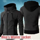 Мужская модная куртка на молнии, сезон осень-зима 2022, приталенные пальто с капюшоном, мужские однотонные толстые теплые толстовки, пальто, Мужская одежда, топы