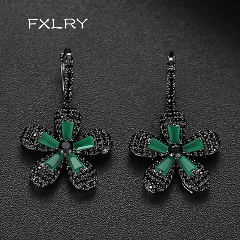 FXLRY новые винтажные большие серьги подвески с белым/черным микрозакрепкой