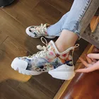 Женские кроссовки из искусственной кожи, белые, черные, на платформе, спортивная обувь для женщин, 011