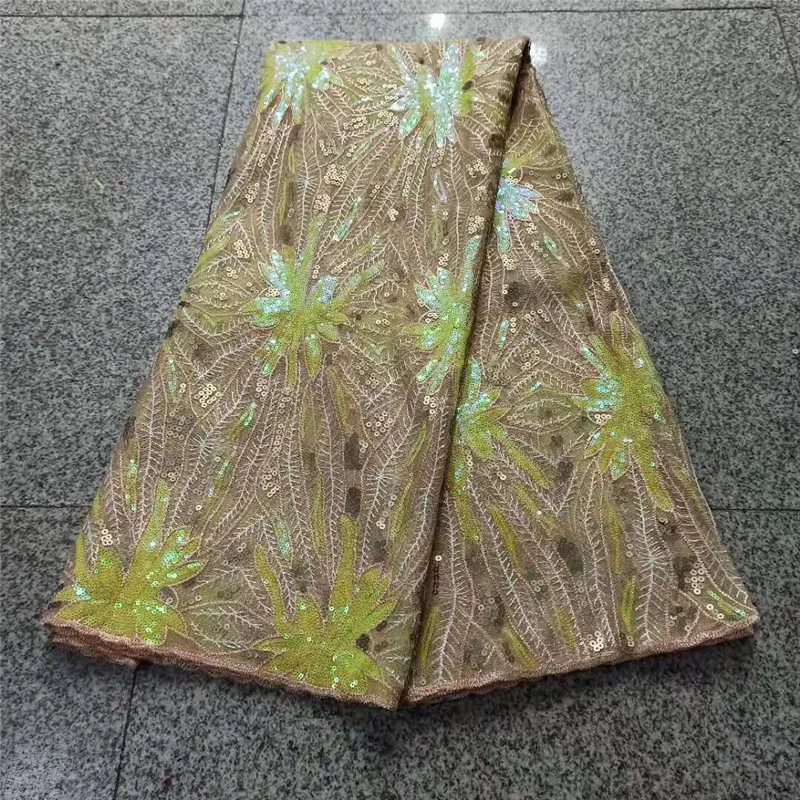 

2021 кружевная ткань с золотым цветочным узором и блестками, вышивка, африканская французская Тюлевая кружевная ткань, кружева нигерийские к...
