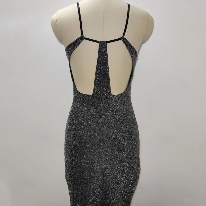 

SVOKOR Sequin Dress V-neck Strap Beauty Sexy Dress Slim Fit Pack Hip Summer Night Club Party Dresses