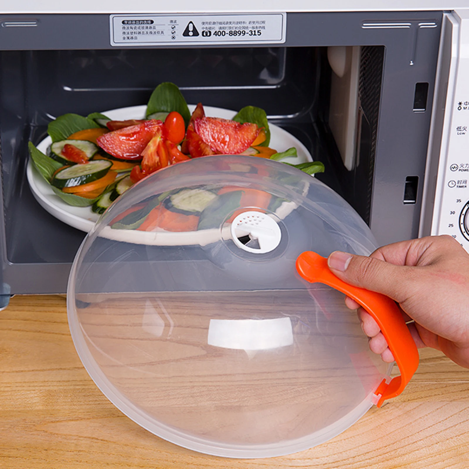 

Transparent Microwave Cover with Rotatable Vent and Anti-scalding Handle High Temperature Resistance Kitchen Tool HY99
