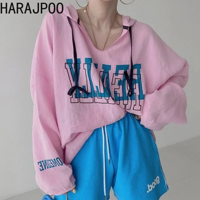 Женские толстовки Harajpoo с длинным рукавом и буквенным принтом Новинка осени 2021