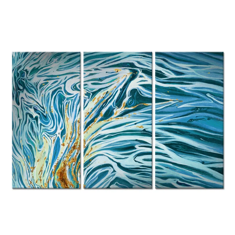 

Комплект из 3 предметов картины на холсте океана дизайн абстрактные цвета морской волны волна морской воды золото Фольга современного иску...