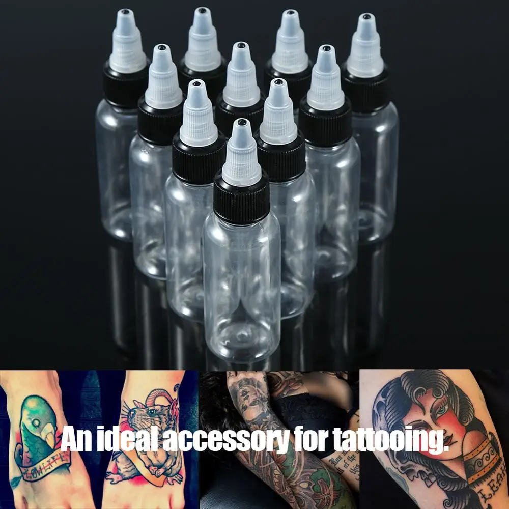 

3pcs 30ML Transparent Plastic Tattoo Ink Pigment Bottles Microblading Ink Container White Twist Cap Tattoo Accessoires Supplies