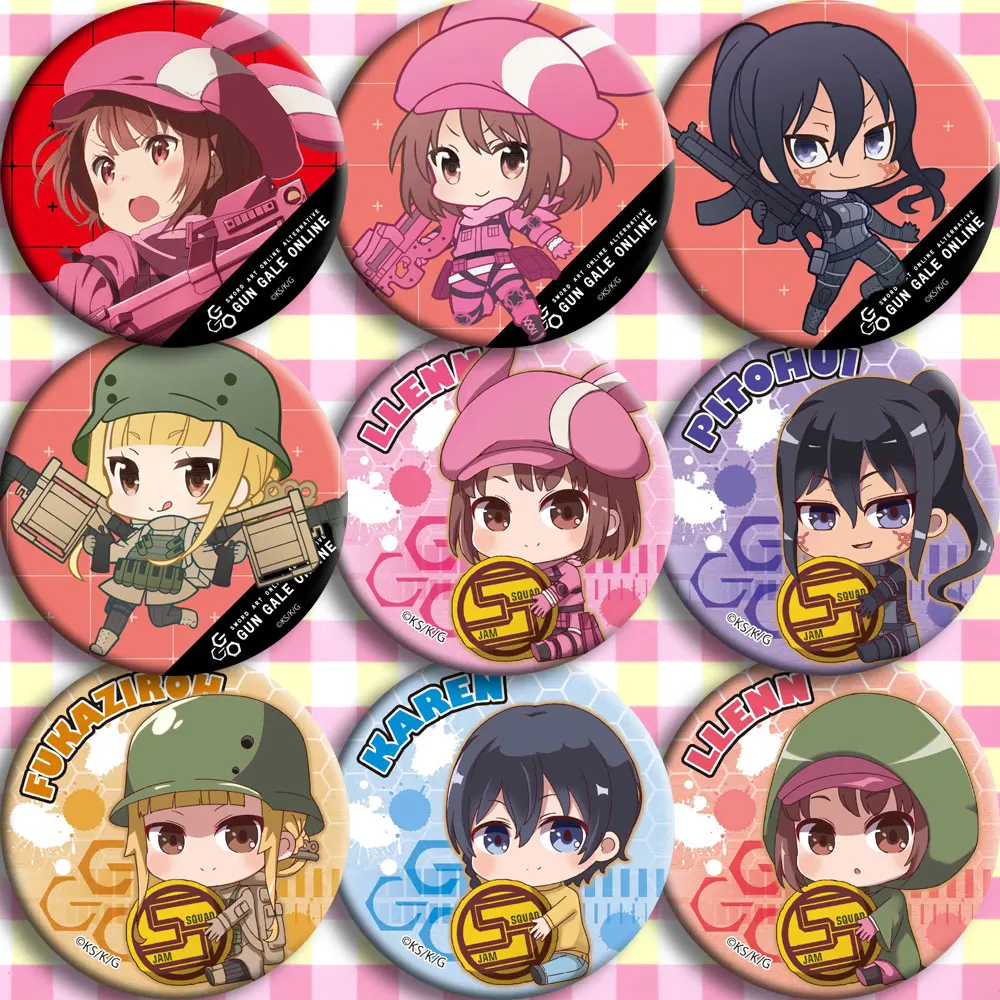 

Brdwn Sword Art Online Gun Gale Online GGO Kohiruimaki Karen Pitohui Fukaziroh Kirito Cosplay Badge