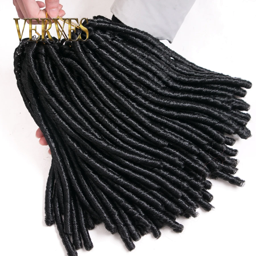 

VERVES 14inch 70g/pack Crochet Braids Synthetic Braiding Hair Extension Afro Hairstyles Soft Dreadlock Black Faux