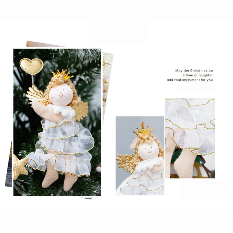 

New Year Christmas Plush Angel Girl Boy Dolls Tree Ornament Deco Christmas Decorations for Home Desktop Ornaments Kid Gift 2022
