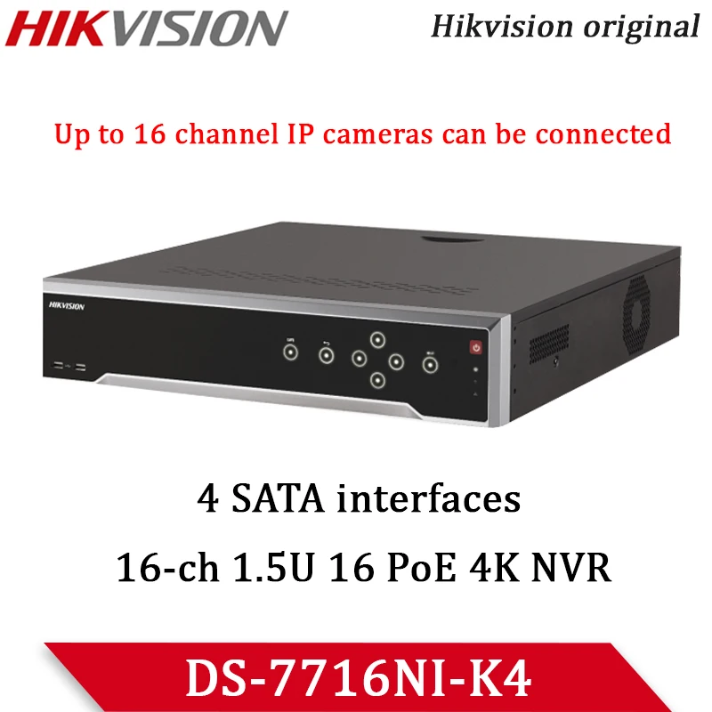 

Hikvision16CH NVR DS-7716NI-K4 16P 4 HDDs H.265 + сетевой видеорегистратор Безопасность видеонаблюдения 1 HDMI и 1 VGA интерфейсы