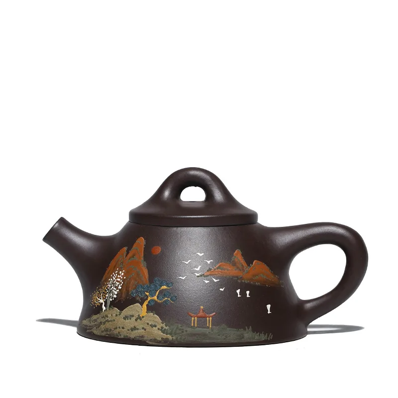 

Bawang Shipiao purple clay pot handmade landscape clay painting stone ladle pot purple clay household tea set