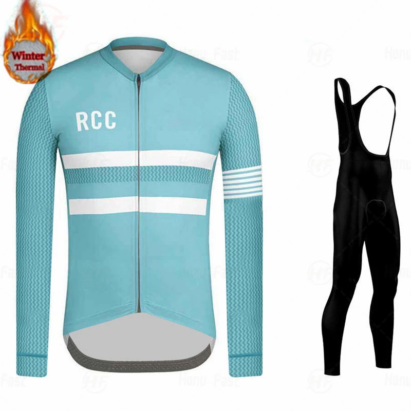 

New Warm 2021 Winter Thermal Fleece Cycling Jersey Set Men's Outdoor Riding MTB Ropa Ciclismo Bib Pants Set Cycling Clothing