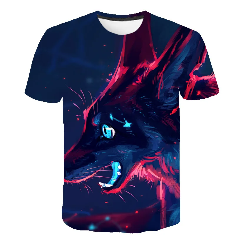 

Summer Kids 3D T shirt Animal Fox Short Sleeve Children T-shirt Boy Girl Spring Fashion Clothing O Neck Tee Tops 2021