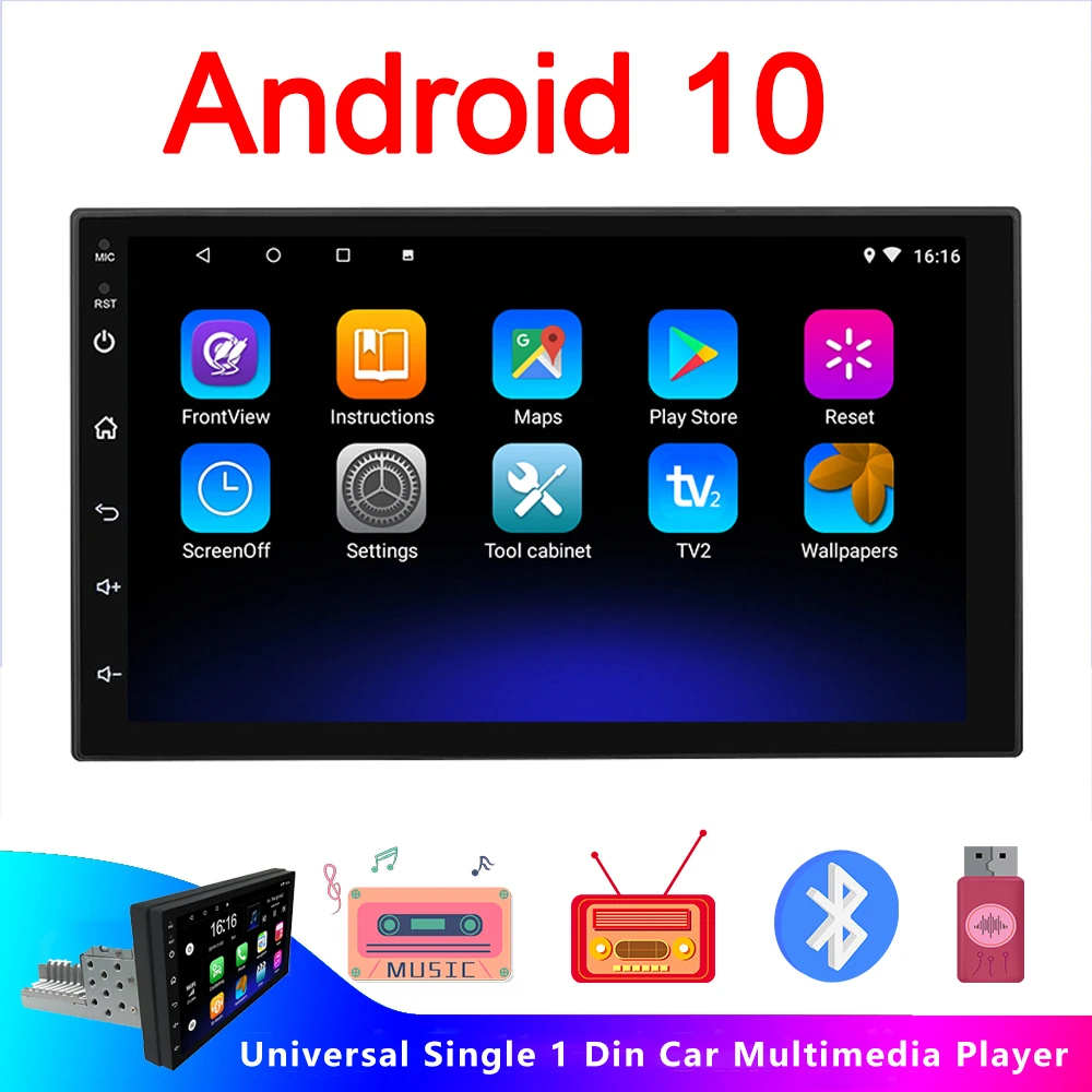 

Автомобильный мультимедийный видеоплеер JOYINCAR, Android 10, 1Din, Универсальный стерео-радио, один Din, автомобильное радио, Wi-Fi, 7-дюймовый сенсорный э...