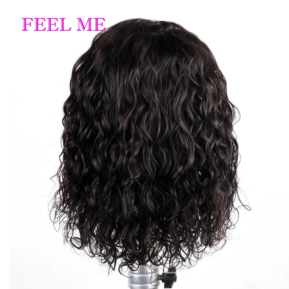 

FEELME Bob Water Wave Human Hair Wigs For Black Women 13x1x4 Middle T Part Lace Wigs Pre Plucked Peruvian Water Wave Remy Hair