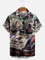 2021 new hawaiian shirt men trendy short sleeved shirt car element 3d digital printing loose quick drying shirt mens shirt top