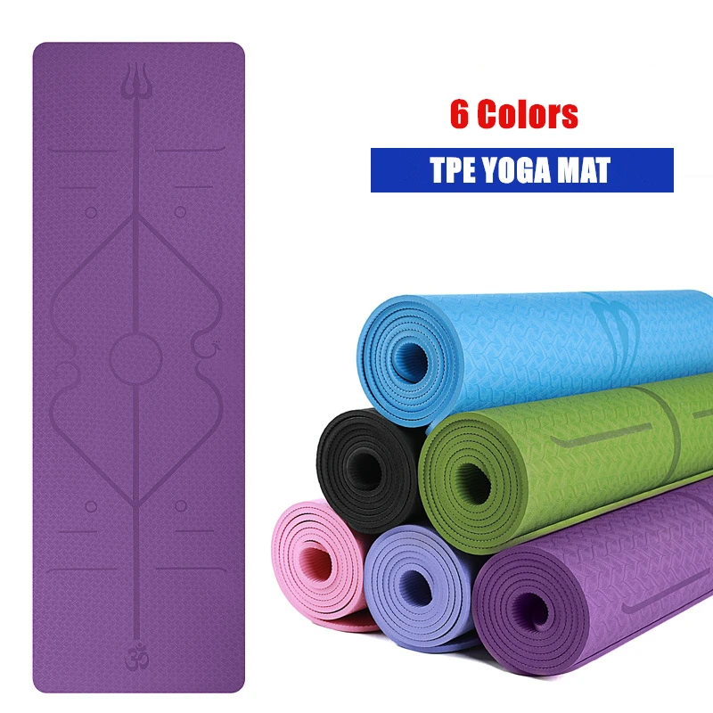 

183*61*0.6CM TPE Yoga Mat with Body Line Fitness Non Slip Carpet Thick Pilates Mats For Beginner Environmental Gym Mats Pads