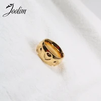 joolim high end gold pvd cute peach heart rings for women stainless steel jewelry wholesale