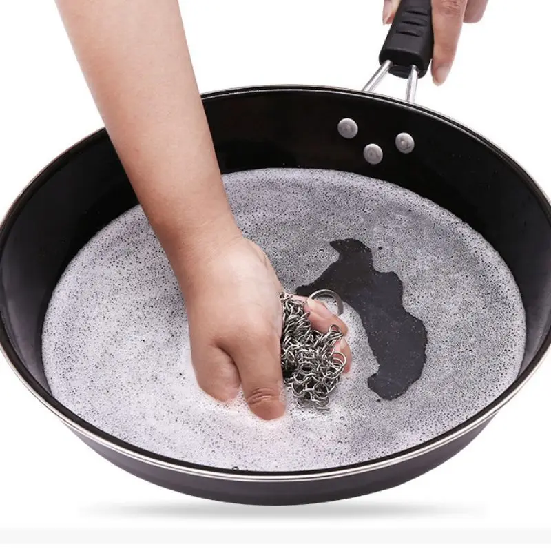 Чугунный очиститель из нержавеющей стали Chainmail щетка для домашняя кухонная