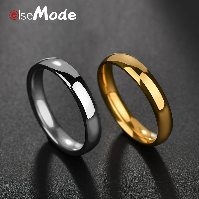 ELSEMODE титановый 4 мм простой полированный обручальный браслет обручальные кольца