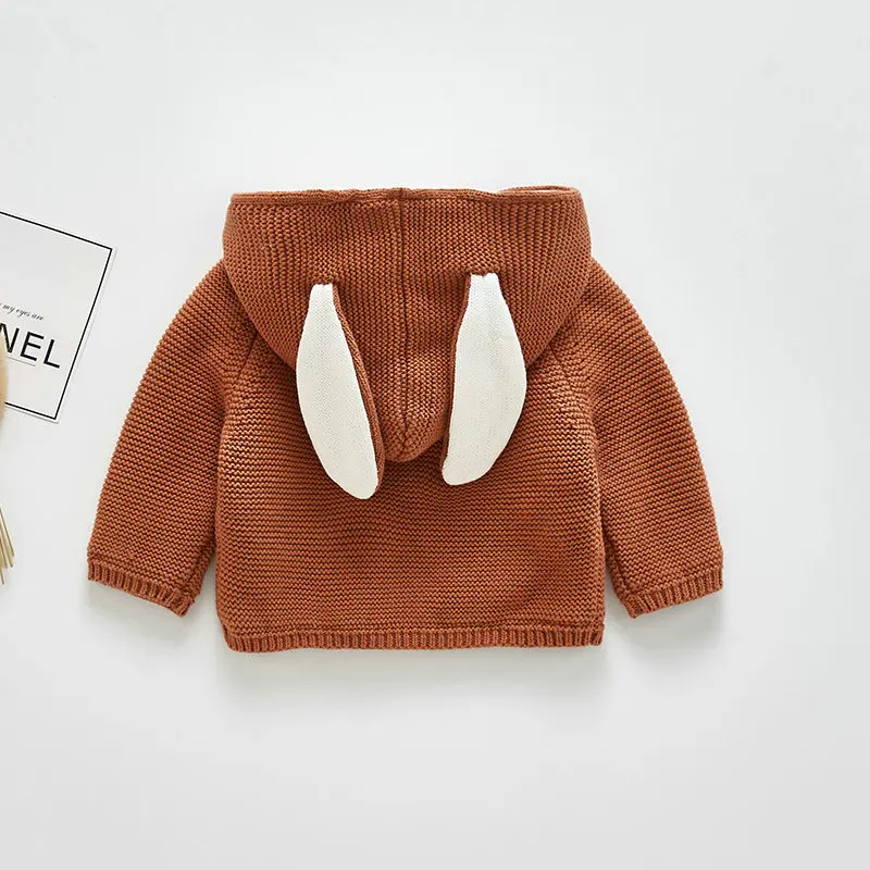 Кардиган из 100% хлопка с капюшоном и заячьими ушками для детей зимний женский