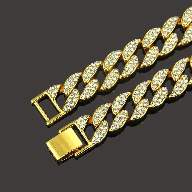 US7, 15 мм, кантри, кубинская цепь, золото, серебро, Bling Iced Out, проложенные стразы, CZ Rapper для мужчин, хип-хоп ювелирные изделия, 20-30 дюймов