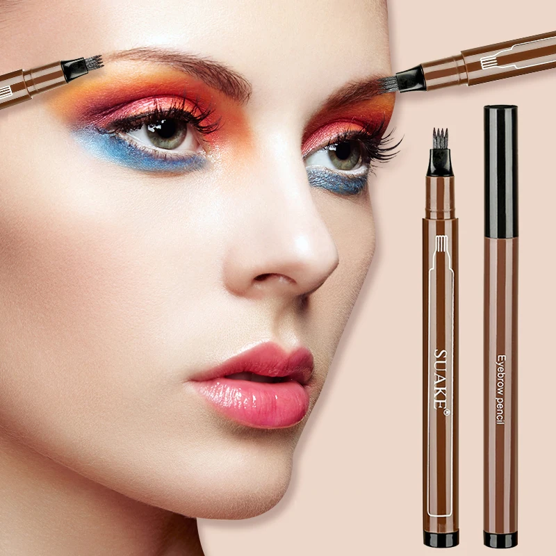 

Women Microblading Eyebrow Pen 4 Forks Waterproof Eyebrow Tattoo Pencil Long Lasting Wild Brow Dye Tint Makeup Cosmetic TSLM2