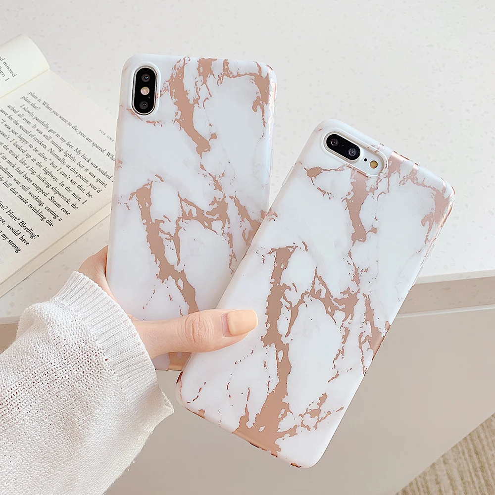 Роскошный позолоченный чехол для телефона с мраморным кольцом iPhone 11 Pro Max XR X XS 7 8 6S