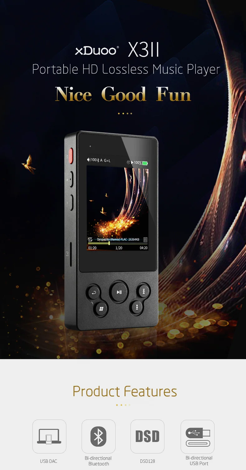 XDuoo X3II AK4490 bluetooth 4,0 портативный HD музыкальный плеер без потерь DSD128 USB DAC и OTG Max 256G OPA1652
