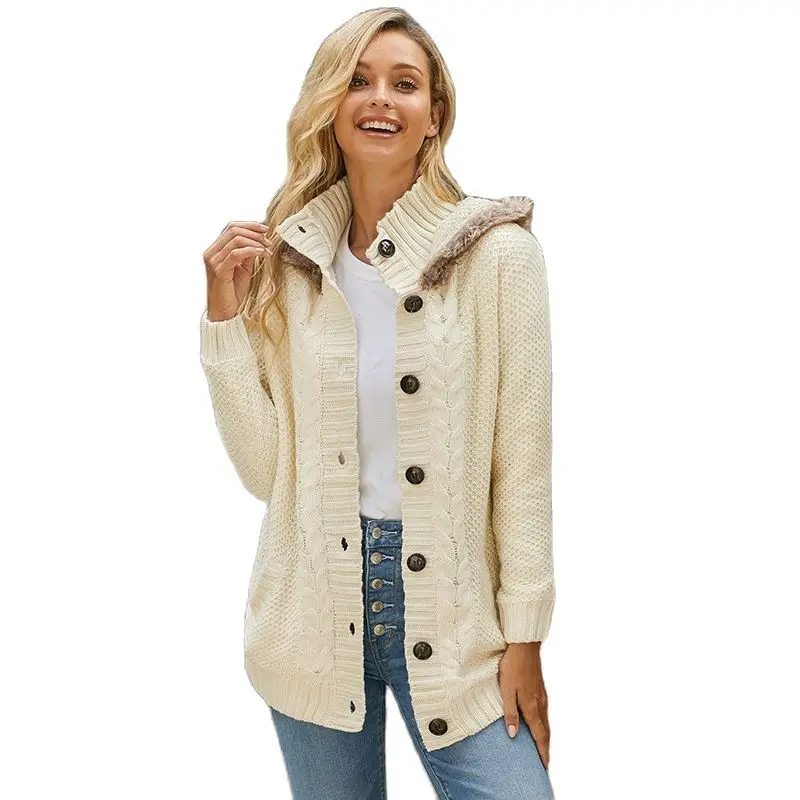 

autumn and winter New Large size twisted knitted long-sleeved V-neck all-match long women's sweater button Ladies woman