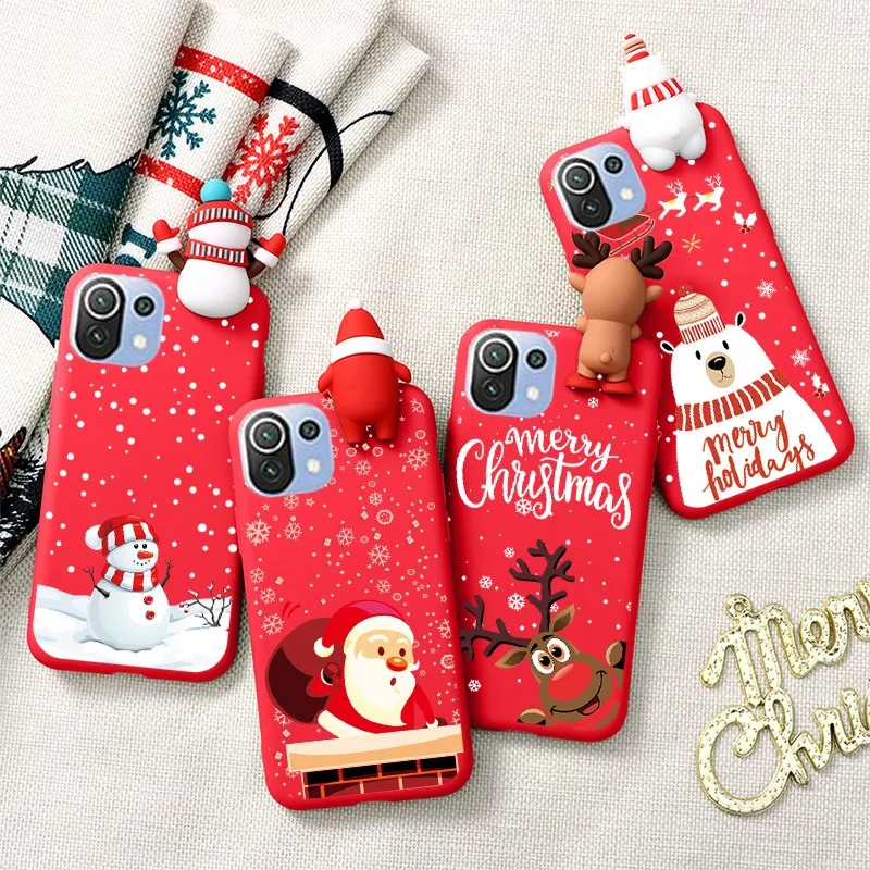 For Xiaomi Mi 11 Lite Ultra Pro 3D Dolls Christmas Silicon TPU Coque For XiaomiMi 11 mi11 mi 11  Protective Bumper Celular Cases